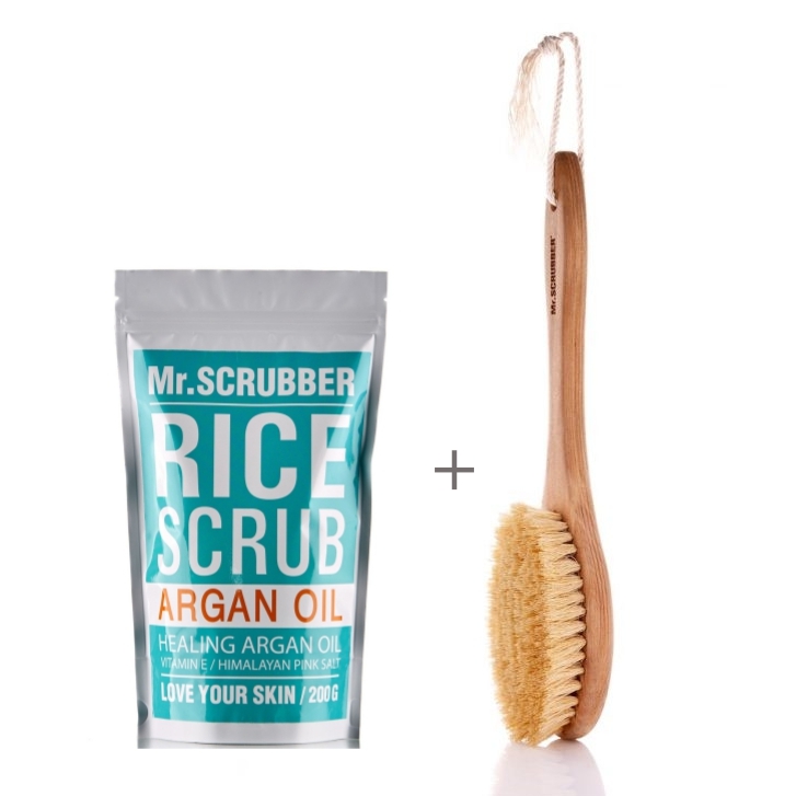 Argan Oil Scrub + Body Brush Set Mr.SCRUBBER