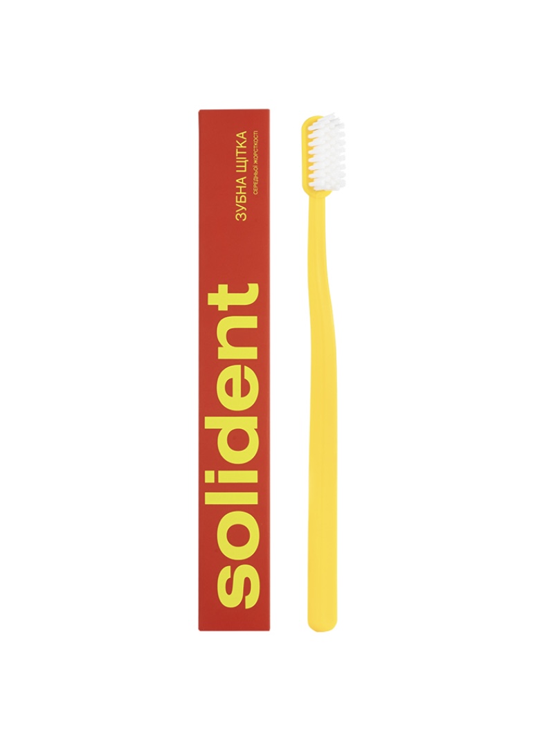 SOLIDENT Yellow Medium Toothbrush by Mr.SCRUBBER