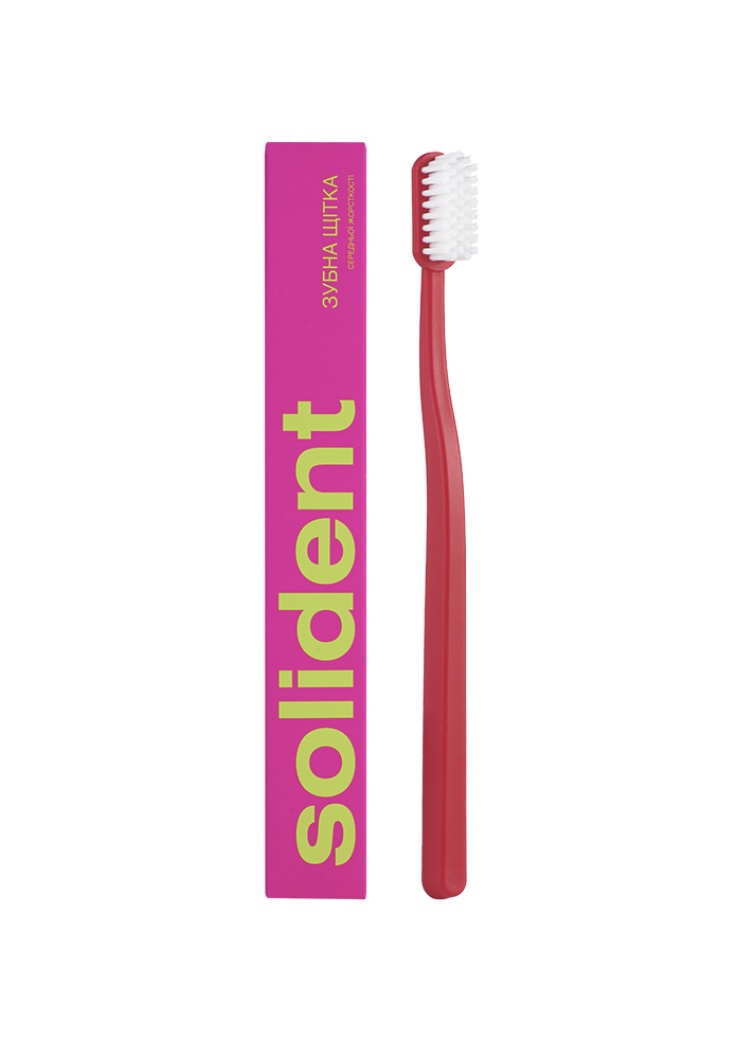 SOLIDENT Red Medium Toothbrush by Mr.SCRUBBER
